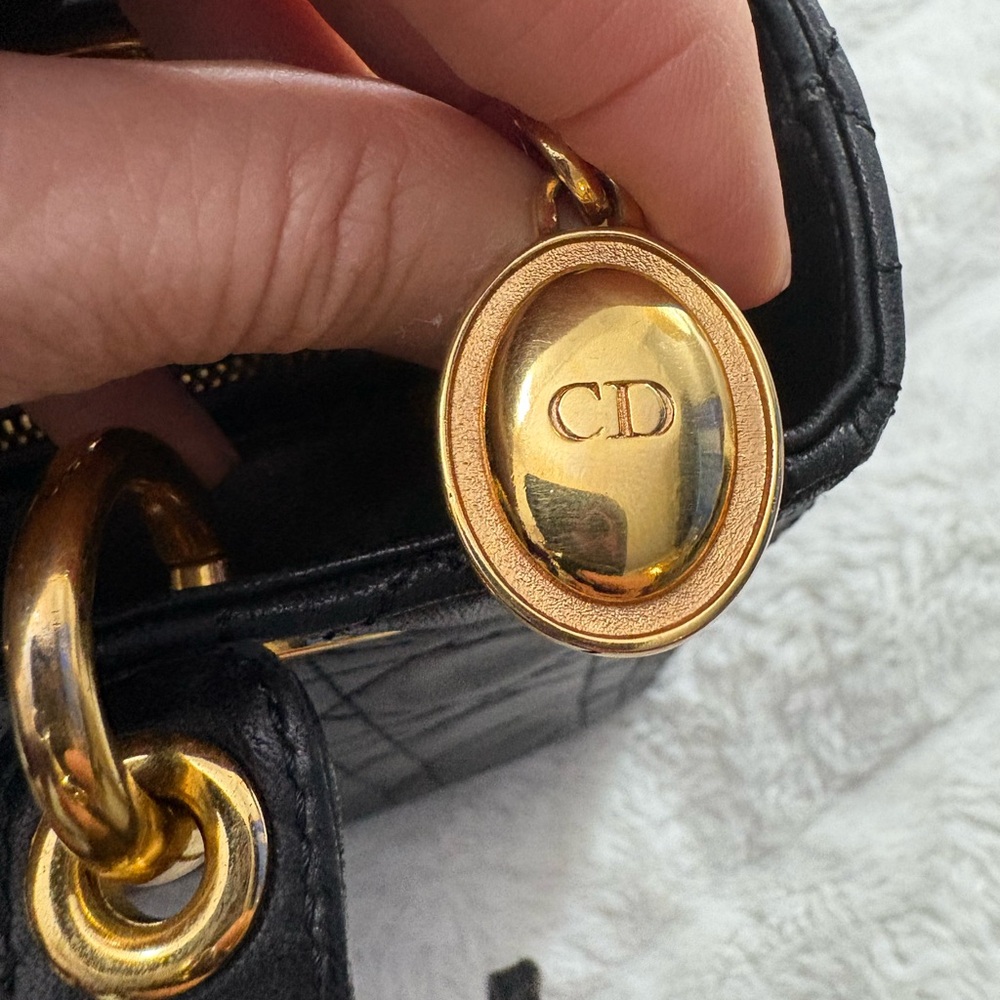 Lady Dior Medium Black Quilted Satchel with Gold Accents - Picture 5 of 16
